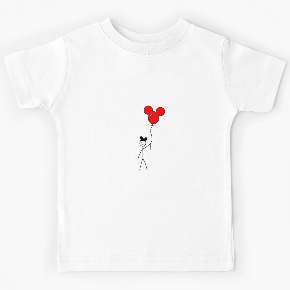 Stick Figure with Mickey Mouse Balloon and Hat Kids T-Shirt 170