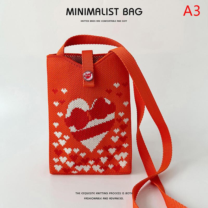 Mini Handy-Tasche Gestrickte Schulter-Umhängetaschen Tragbare Kleine Gewebte Geldbörse Vielseitige Handtasche für Frauen