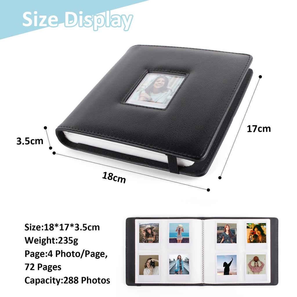 Kinokoo Polaroid GO 288-Taschen-Fotoalbum für Polaroid GO Sofortbildkamera, PU-Leder Großes Kapazitätsalbum für Polaroid GO Kamerafilm, 2,62 x 2,12 Zoll