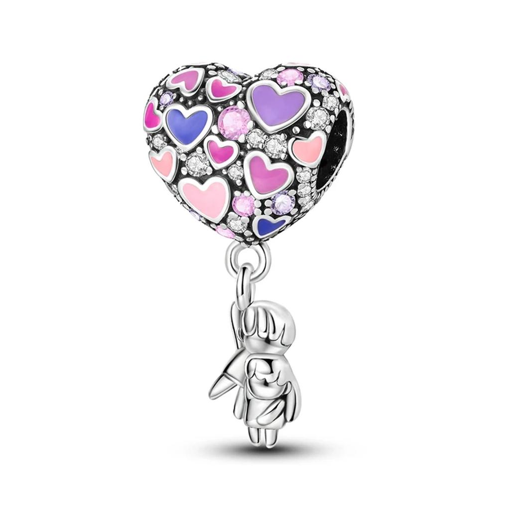 Copper Love Pink Mom Bear Travel Beads Fit Charm Bracelet For Women Fine Jewelry Making