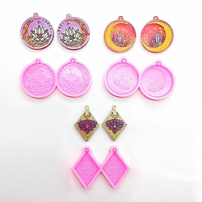 Flower Star City Sunrises Earring Silicone Mold Suitable for Epoxy Resin Crafts Ornament Pendant Keychain Jewelry Making