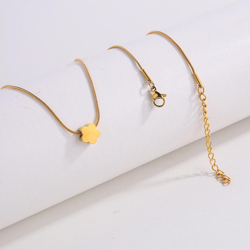 Small Love Heart Star Flower Charm Clavicle Chains Girl Neck  New Stainless Steel Snake Chains Choker Necklace for Women
