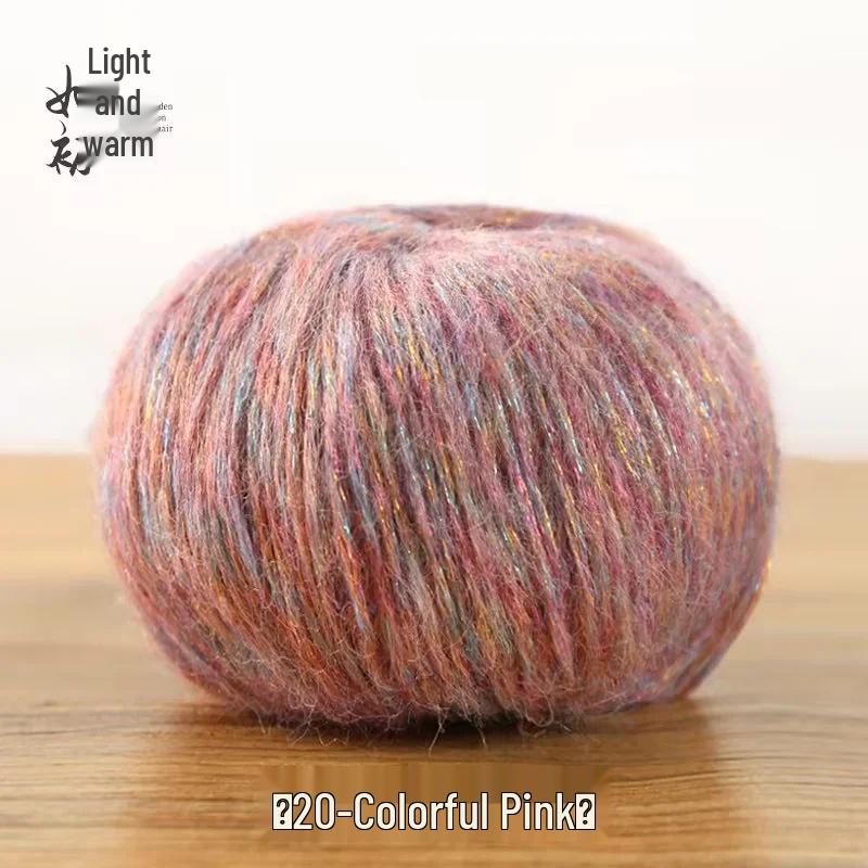 Hand-Knitted Glitter Mohair Wool Sweater and Scarf Coat