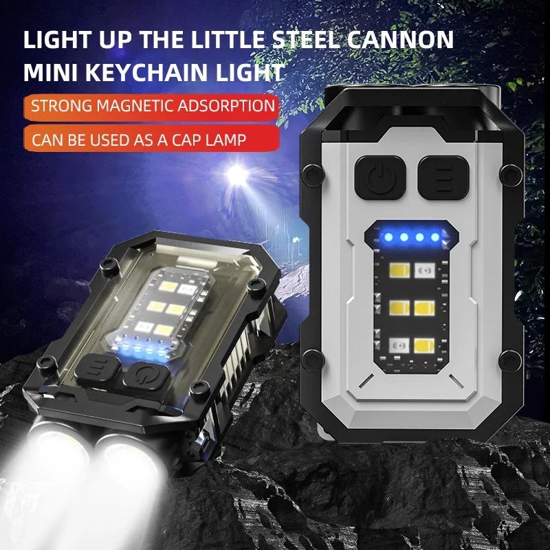 Linterna de Bolsillo LED Potente Super Brillante Multifuncional Magnética COB EDC Mini Llavero Linterna Recargable