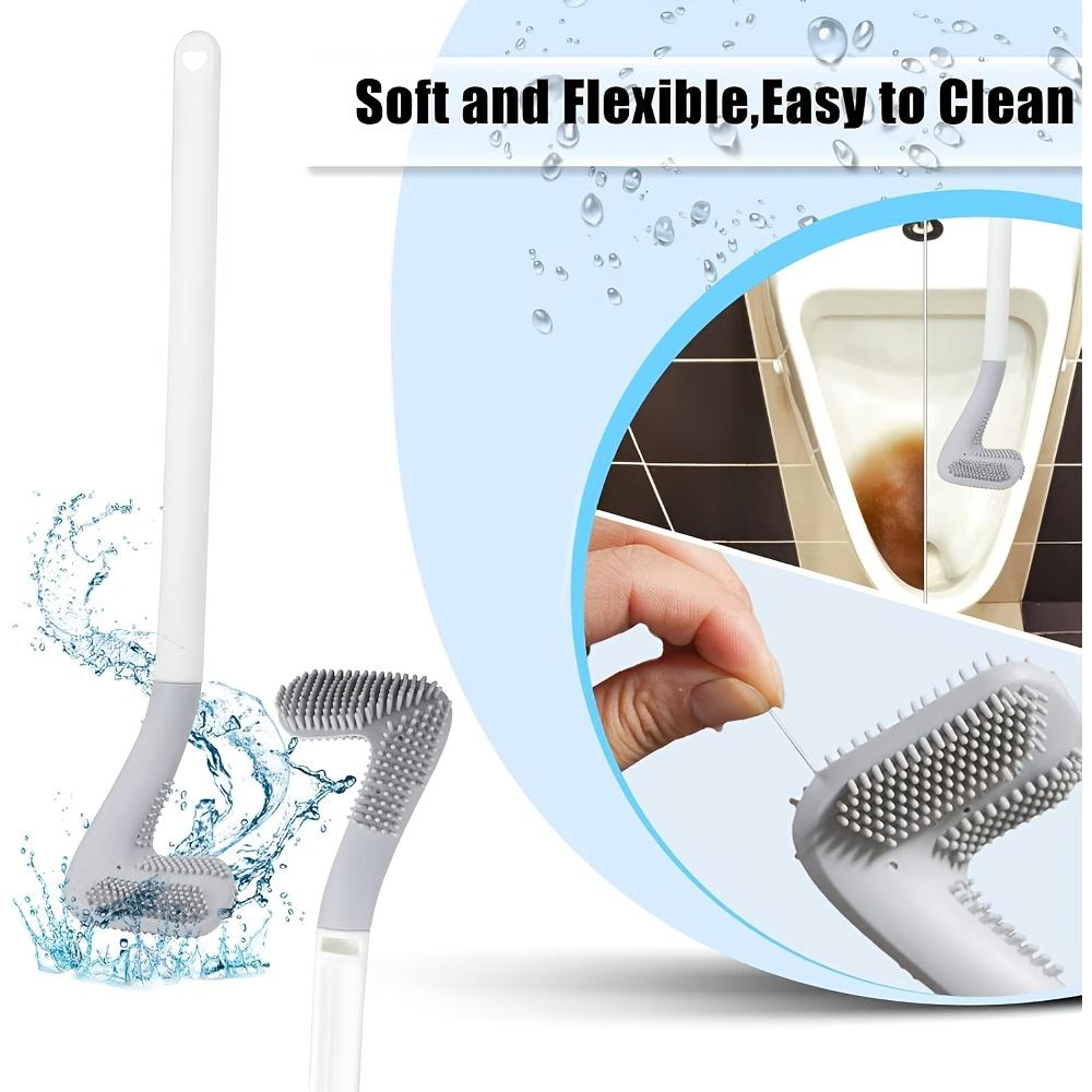 Flexible Silicone Toilet Brush 360° Rotation Long Handle Wall Mounted
