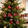 Wine Red Christmas Decorations with Soft-Looking Textured Finish, Gold Trim, and Hanging String for Holiday Tree and Porches