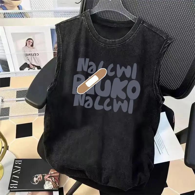 Street Cycling Vest Men's Pure Cotton Vest Sleeveless Washed Old Ruffian Handsome Trend Retro American Vest Clothes