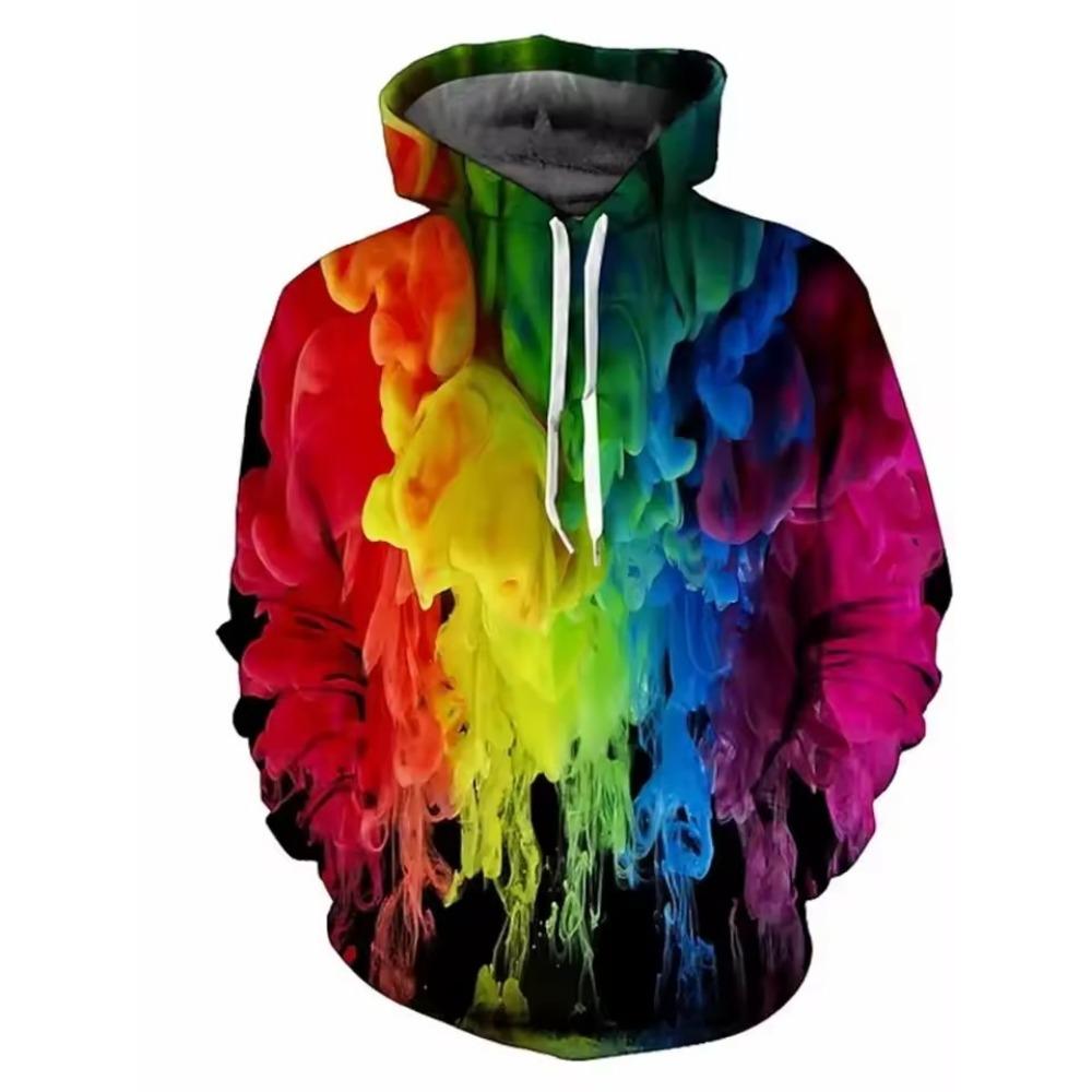 Men's Hoodie Cartoon Cat Print Y2k Sweatshirt Harajuku Hooded Shirt Pullover Casual Oversized Long Sleeve Top Men's Clothing