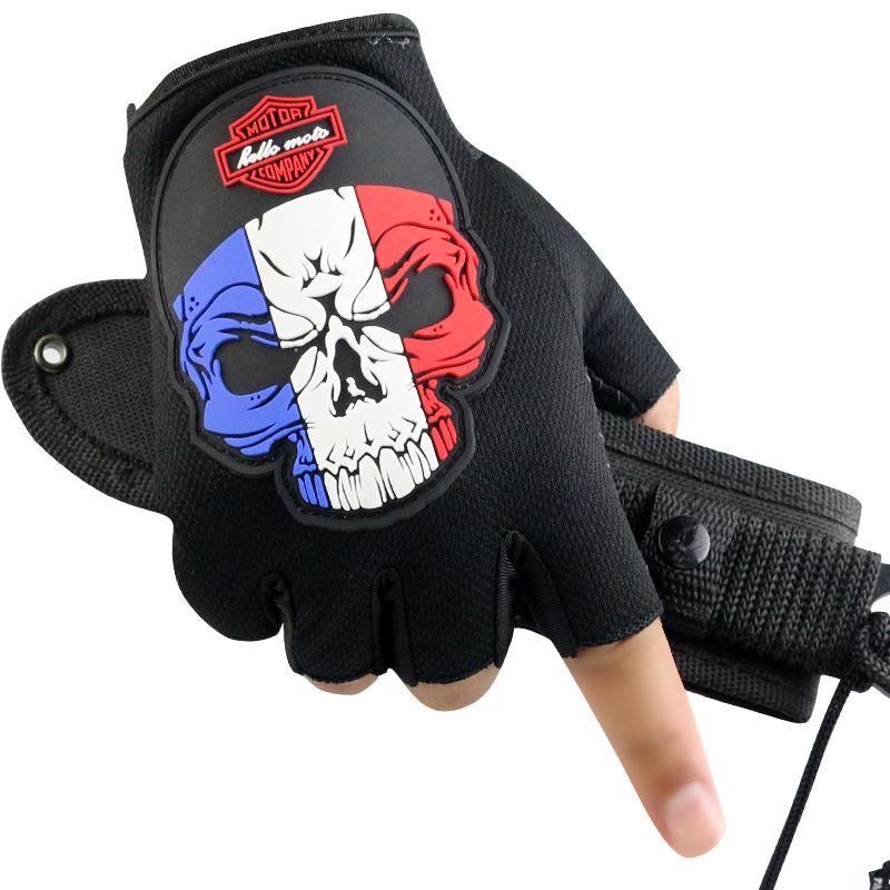 

Велосипедные перчатки без пальцев Мужские уличные спортивные дышащие для электромобиля Велосипедные гоночные Череп Рыбалка Фитнес one size fits all синий