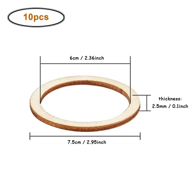 4-15cm Unbearbeitete Holzstücke Ringform Kreis Ornamente Holzringe Leere Holzscheiben zum Bemalen Weihnachtsbaum Heimdeko
