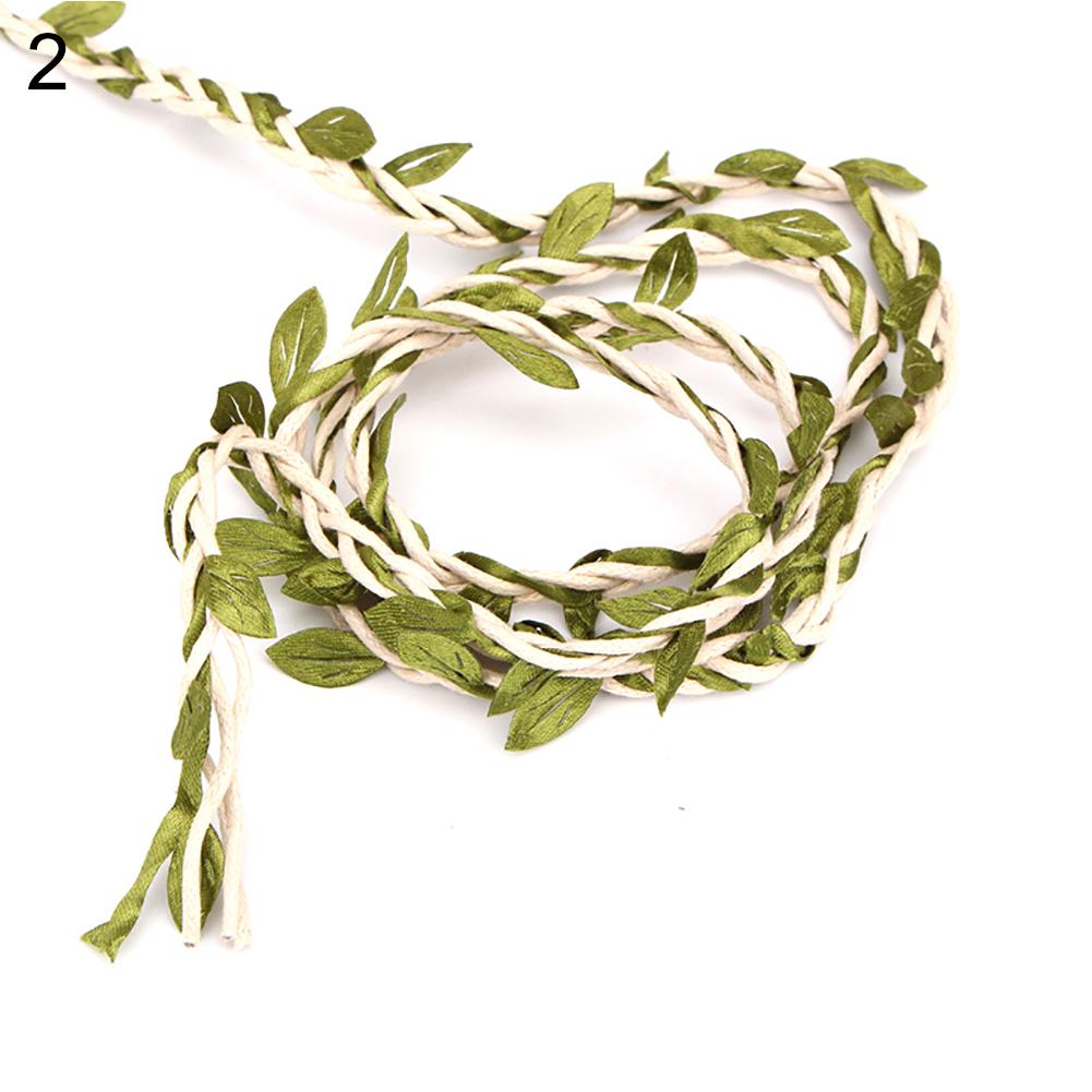 10m Cloth Hemp Rope Artificial Green Leaves Rattan DIY Craft Decorative Ribbon Christmas Ornament