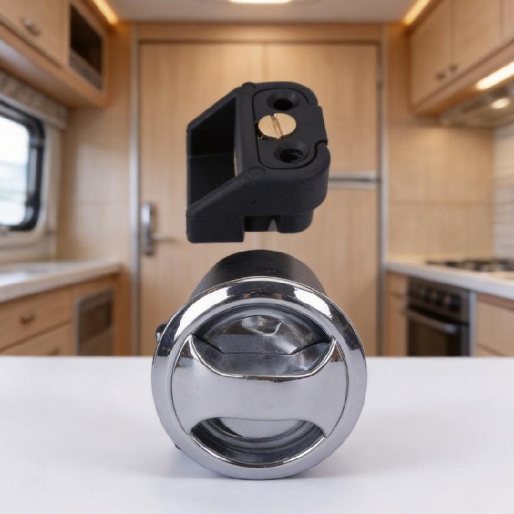 Replacement Motorhome Cupboard Knob Lock Hardware with Stainless Steel Trim for Interior Door Closure Support Projects and Service