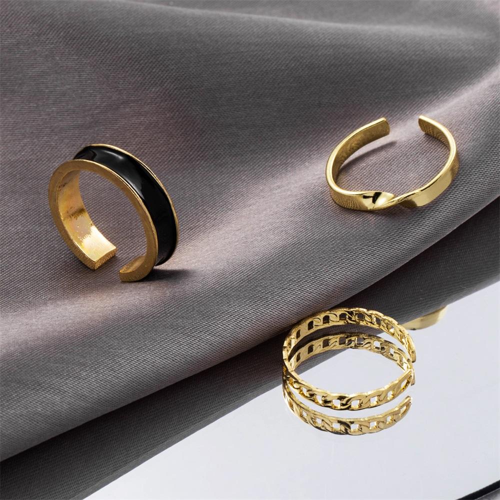 Bague trois pièces réglable, élégante et polyvalente, à la mode, géométrique simple, bijoux populaires pour femmes