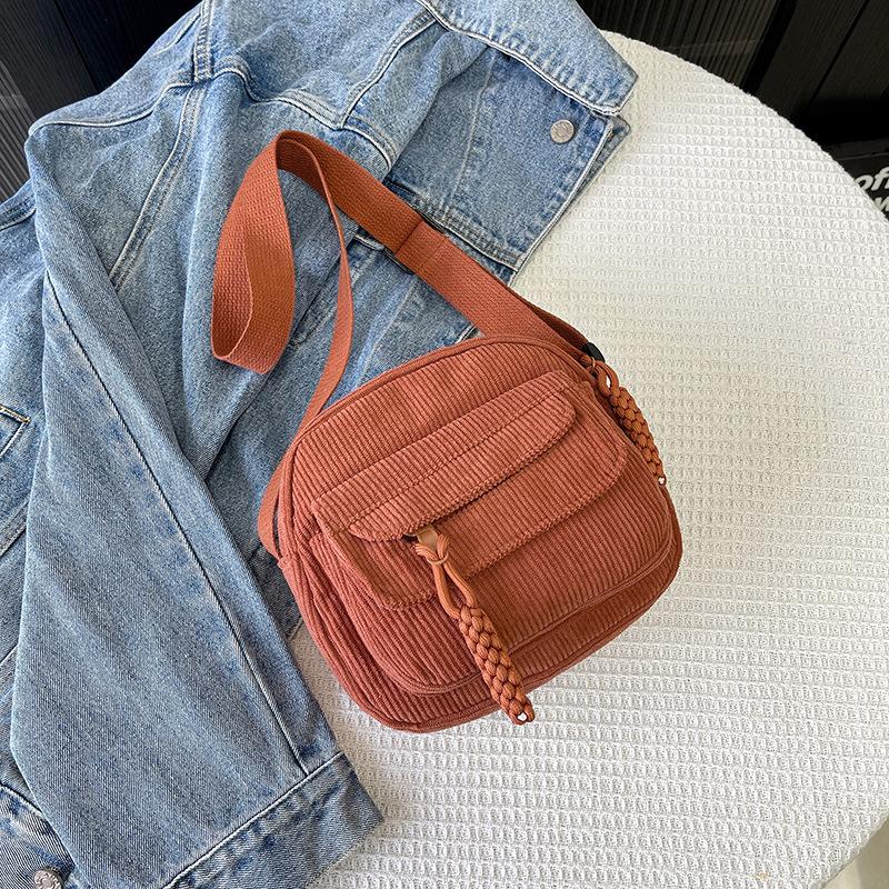 New Corduroy Fashion Shoulder Bag Women's Casual Crossbody Bag Student Small Square Bag Cute Cloth Bag