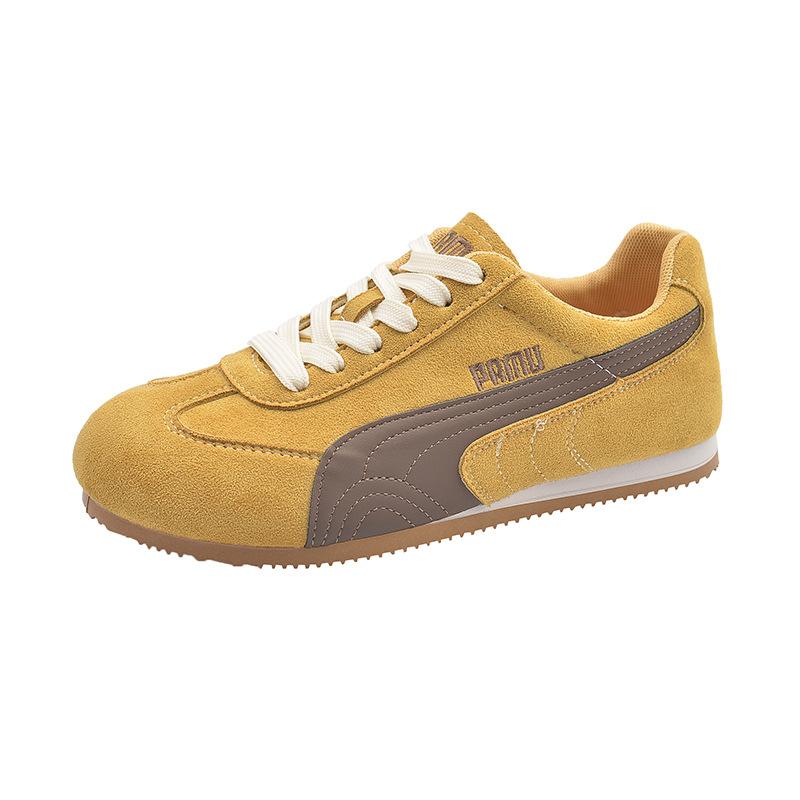 

Korean version of lace-up German training shoes women s spring 2025 new fashion versatile sports and leisure thick-soled non-slip white shoes 35 лимонно-желтый