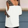 Women Half Sleeve V Neck Cold Shoulder Leopard Patchwork T-shirt Blouse