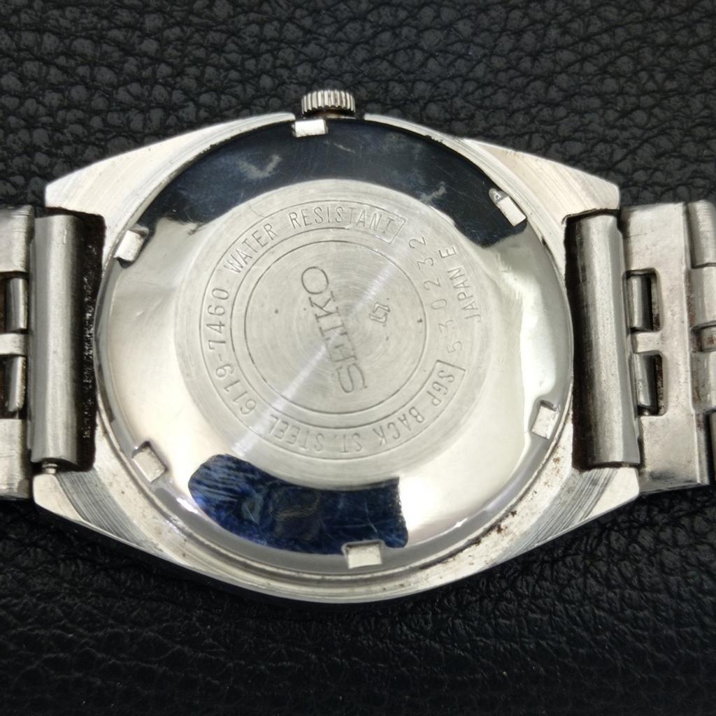 GENUINE VINTAGE SEIKO 5 AUTOMATIC 6119C JAPAN MENS WHITE DIAL WATCH A702463-5 R124-a702463