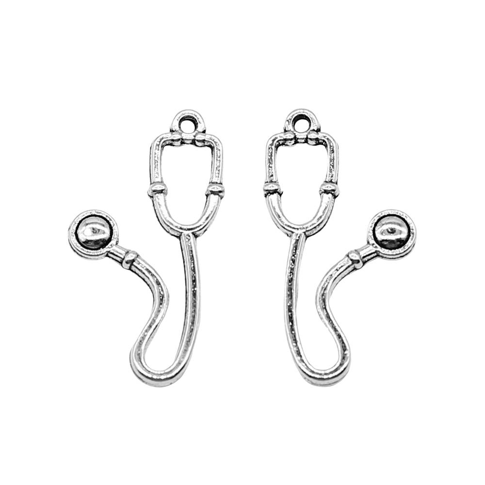 

10шт стетоскоп Шармы Шармы Античное серебро Цвет Цинковый сплав 15X28mm