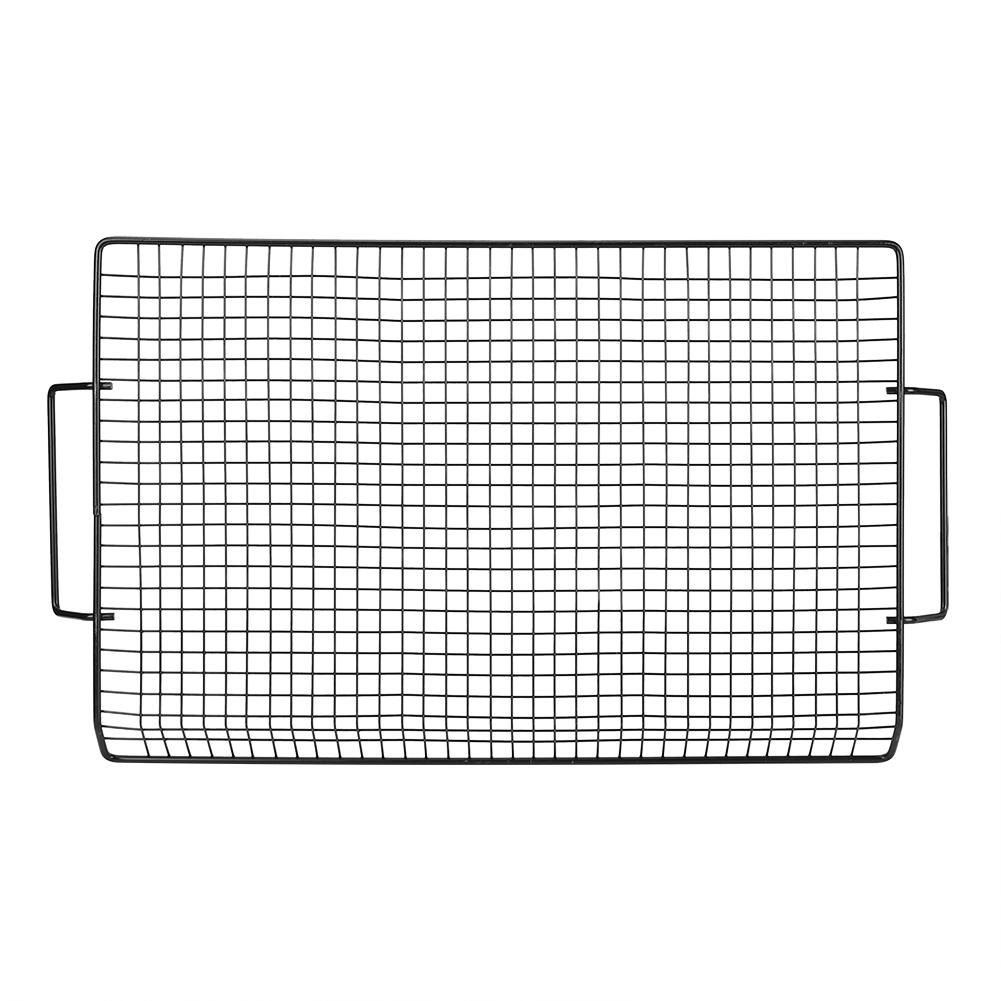 Portable Handle Iron Non-Stick BBQ Rack Barbecue Mesh Grill Net for Outdoor BBQ Party Camping