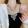 Sweater Chain Clavicle Chain Women Exaggerated Style Imitation  Pearl Necklace  Beach