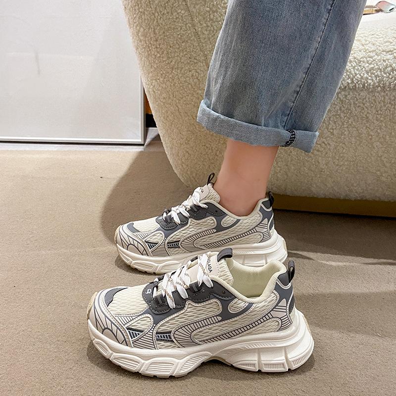 Height Increasing Chunky Sneakers Women Platform Shoes New Breathable Sports Shoes 2024 Simple Fashion Women's Casual Shoes