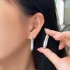 Hip-Hop Earrings Flash Diamond Oval Stud Earrings U-Shaped Hollow Electroplated Champagne Gold Ear Buckle Earrings Gift Women