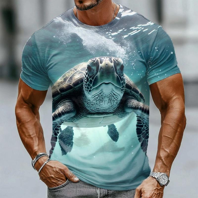 3D Printed Shark Hippopotamus T Shirt For Men Dog Penguin Pattern T-Shirts Summer Fashion Round Neck Loose Top Short Sleeve Tees