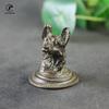 Antique Copper Dog Bust Small Statue Ornaments Vintage Metal Animal Figurines Desktop Decorations Accessories Home Decors Crafts