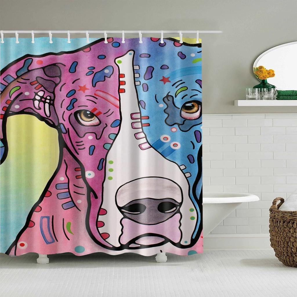 Duschvorhang Für Badezimmer Lustiger Tierdruck Badewanne Badevorhänge Heimdekor Polyester Badezimmervorhang mit 12 Stück Haken