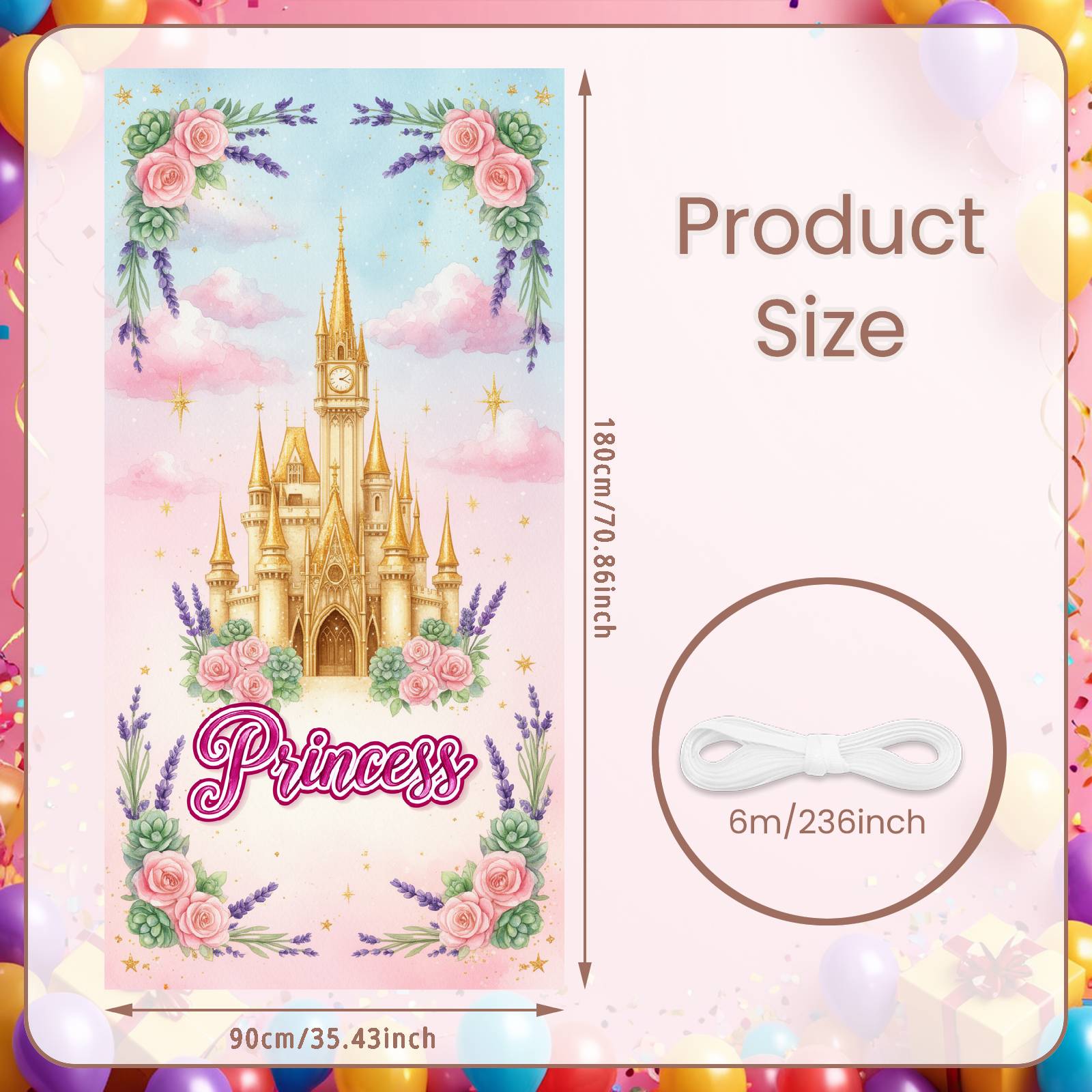 

Princess Party Banner Dreamy Design Fairy Tale Background Fairy Tale Backdrop Golden Stars Princess Party Display For Castle