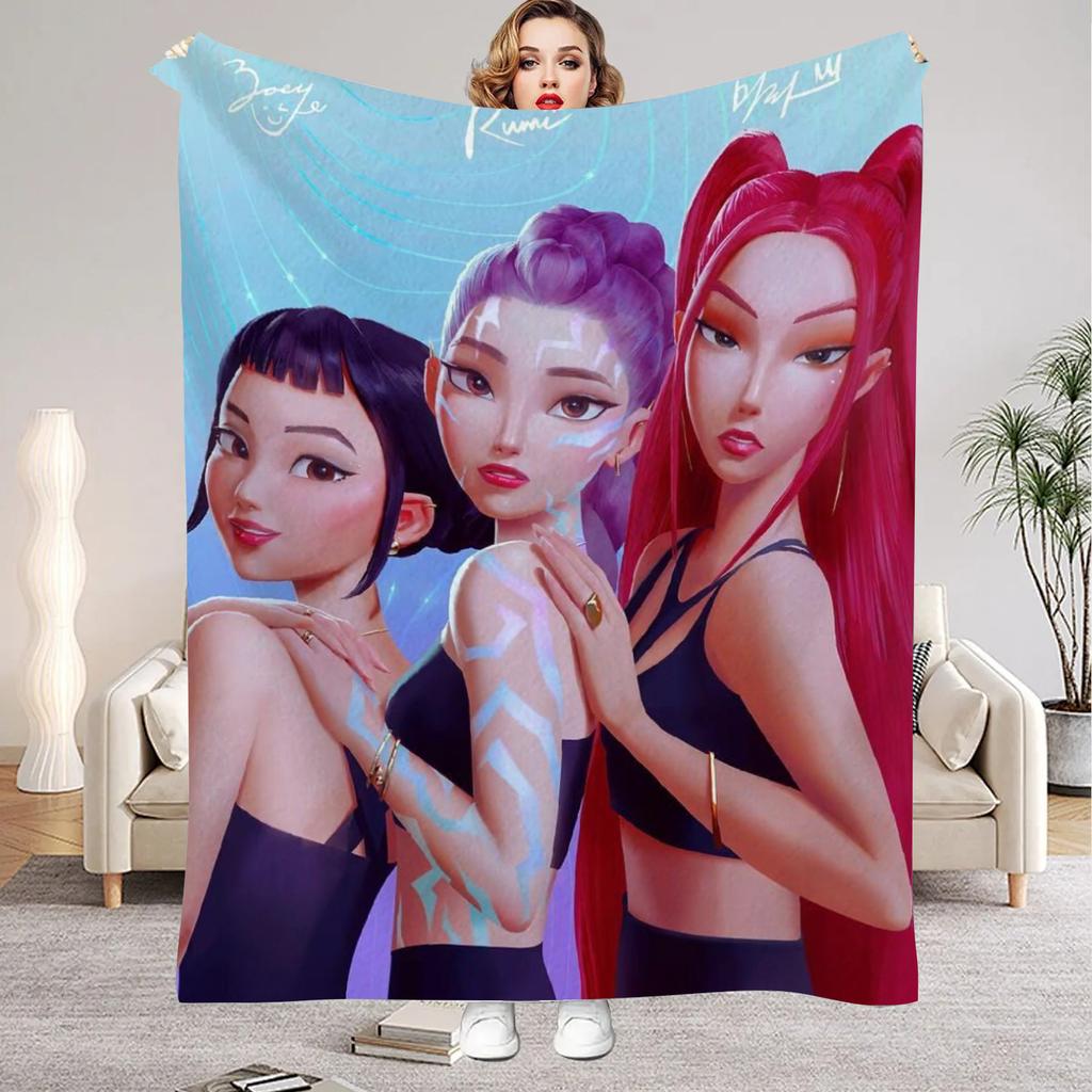 Punk Huntrix Blankets K pop Demon Hunters Zoey Rumi Mira Soft Warm Throw Blanket Kids Living Room Couch Sofa Bed Christmas Gifts