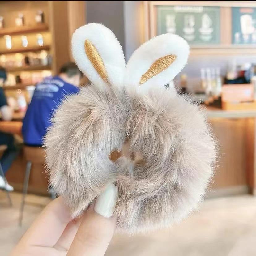 Women Hair Accessories Fluffy Scrunchie Elastic Ponytail Colorful Pom Pom Hair Ties Faux Fur Hair Scrunchies