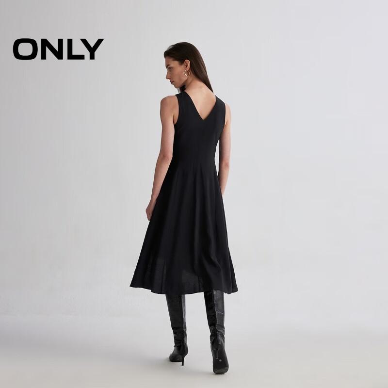 ONLY 2025 Spring Elegant Solid Color Knot V-Neck Slit Midi Dress