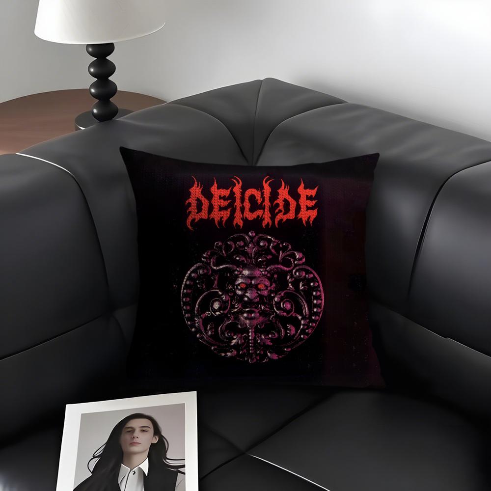 D-Deicide Band Cushion Cover Natural Linen Organic Fabric Double-Sided Printing Sofa Home Decor Gift Pillow Case
