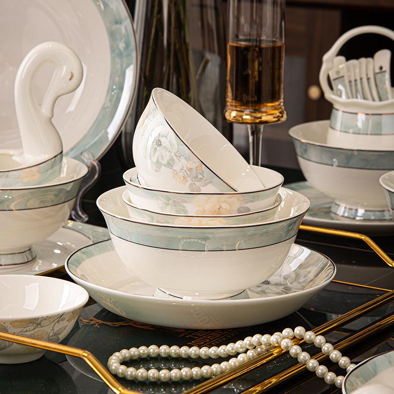 New Chinese Bone China Tableware: Bowls, Plates, and Dishes for Housewarming