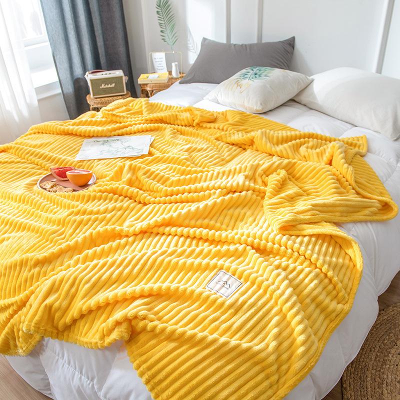 Striped Blanket Milk Velvet Blanket Warm Blanket Nap Blanket Sofa Blanket Coral Flannel Air Conditioning Blanket Super Soft Blanket