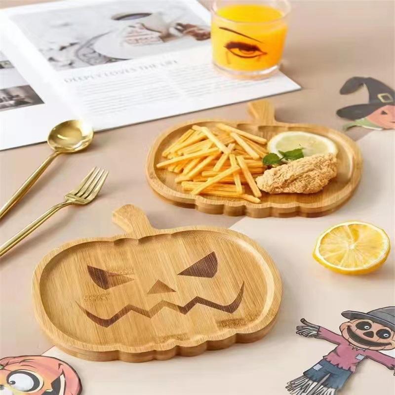 Halloween Wooden Tray Creative Party Centerpiece Festive Dinner Fruit Plate Layout Props for Spooky Holiday Celebrations