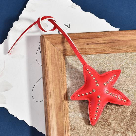 Keychain Pendant Hand-Stitched Rivets Imitation Leather Star Shape Lightweight Bag Charm Keys Suitcases Accessory