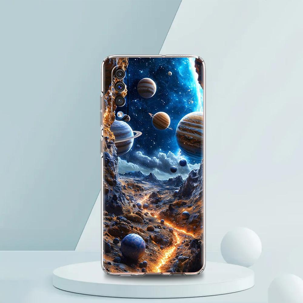 Transparent Phone Case for Samsung Galaxy A16 A14 A12 A22 A24 A42 A02 A03S A06 A20 A30 A40 Soft TPU Cover Cartoon Planet Pattern