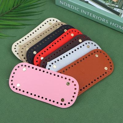1ks 8X18Cm oválné dlouhé dno pro pletenou tašku Pu Kožená taška Ručně vyráběné dno s otvory Diy háčkované dno tašky Příslušenství