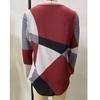 Button Up Geometric Clash Long Sleeve Print Loose T-shirt Women's Top
