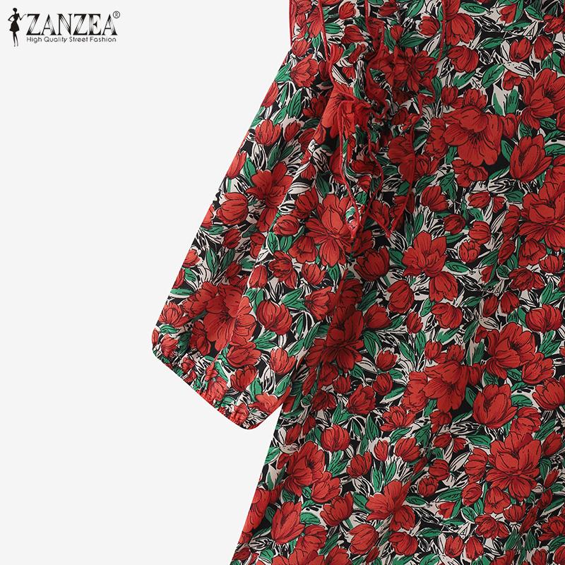 ZANZEA Women Summer Floral Print Casual Round Neck Short Sleeve Blouse