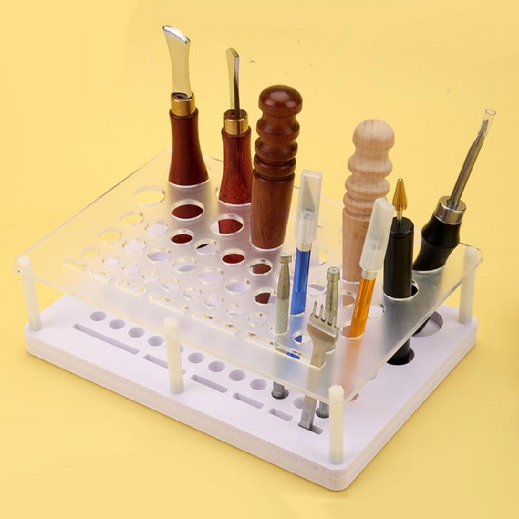 PVC Leather Tool Storage Rack with Multiple Holes Punch Craft Tool Organizer Shelf Suitable for Professional Technicians
