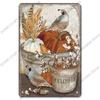 Welcome Poster Metal Plate Vintage Pumpkin Sunflower Bird Metal Tin Signs Wall Decor Garden Door Cafe Party