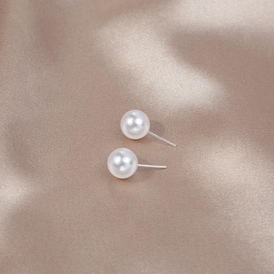 6 Pairs Women Stud Earrings Round Faux Pearl Party Smooth Lightweight Commute Studs Prom Ear Lady Ear