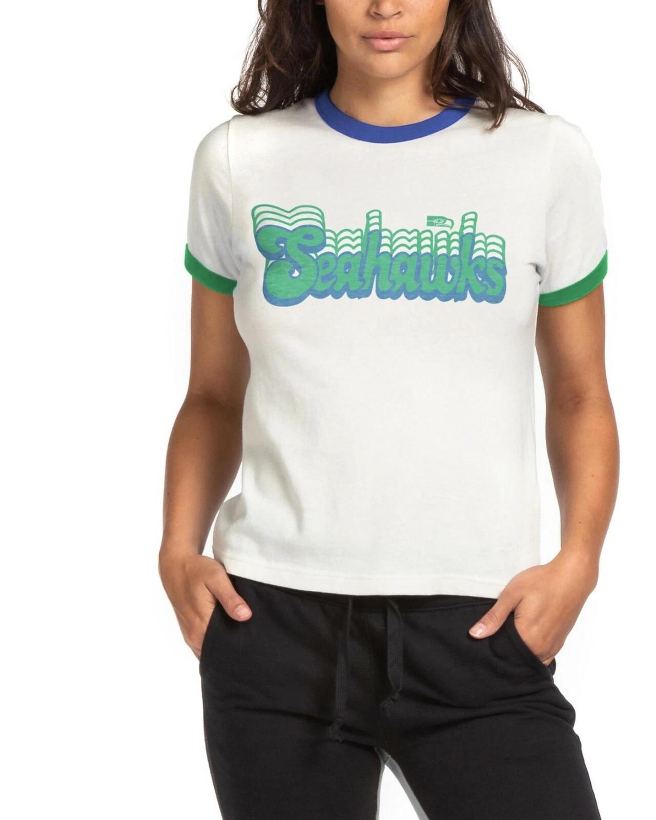 Junk Food Womens NFL Seattle Seahawks Retro Ringer Tee Shirt New XXS-2XL M