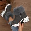 Autumn and winter new thick-soled snow boots large size fashionable warm cotton shoes medium tube solid color wedge heel air cushion short boots
