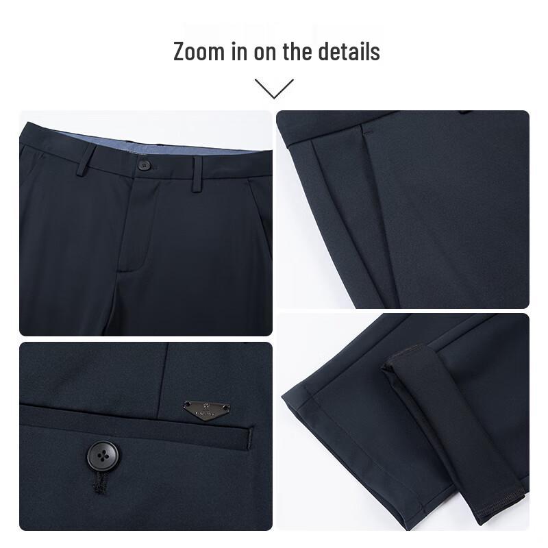 MONTAGUT Men's Business Casual Straight-Leg Anti-Wrinkle Trousers