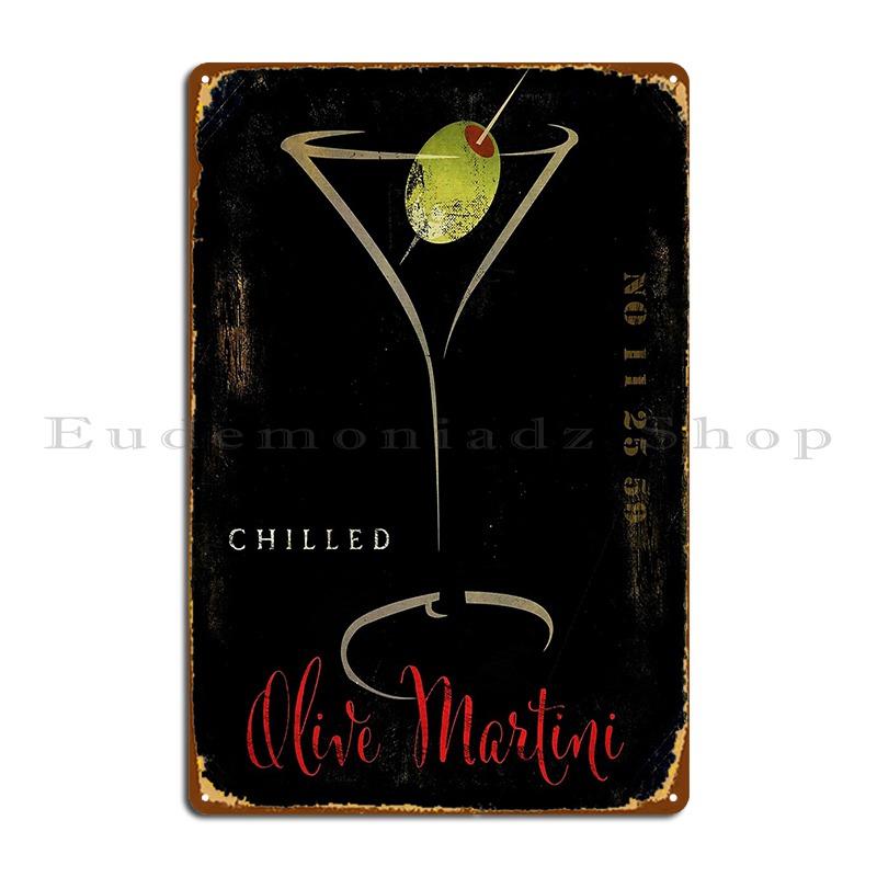 Olive Martini Metal Signs Wall Mural Design Pub Club Living Room Print Tin Sign Poster 20X30CM