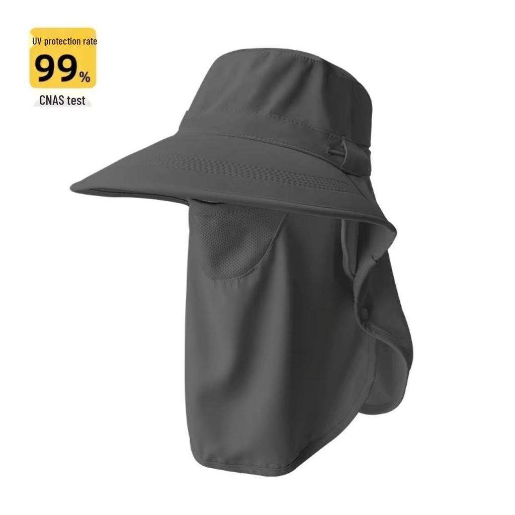 Women's Sun Hat with Large Brim, Neck Protection, UV Face Covering, and Ponytail Opening